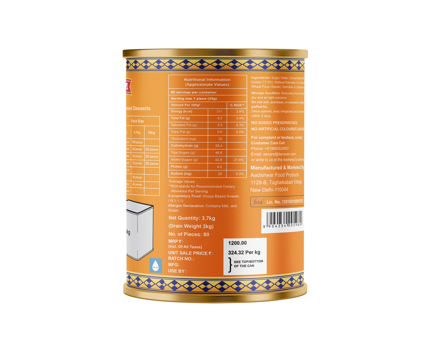 Classic Gulab Jamun 3.7 Kg Can