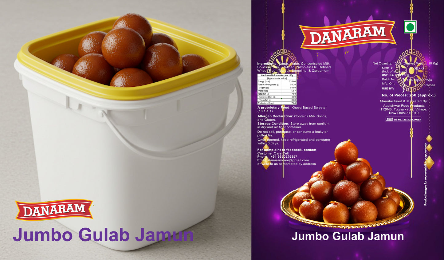 16 kg Jumbo Gulab Jamun Bucket