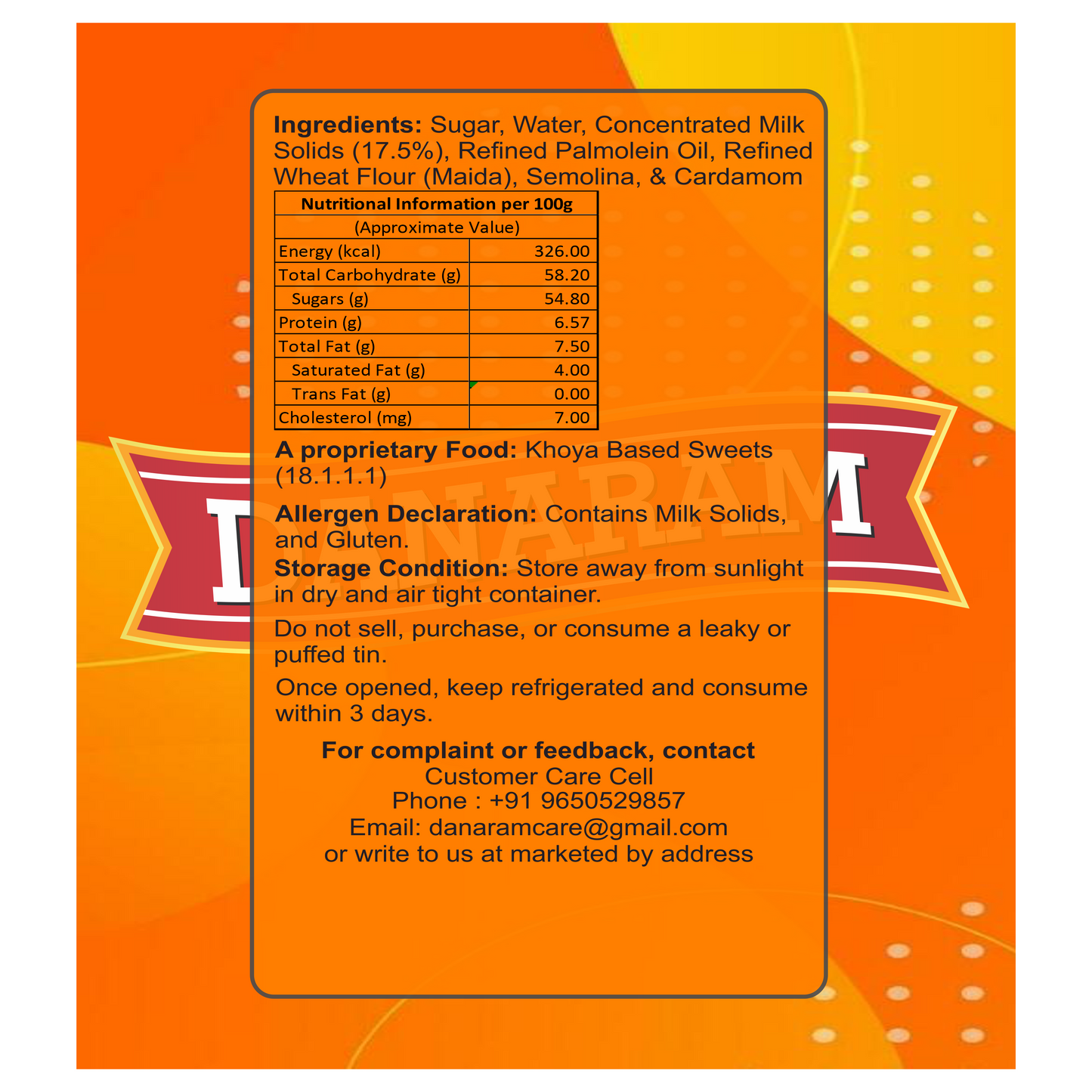 Danaram Classic Gulab Jamun 1 Kg - Pack of 12