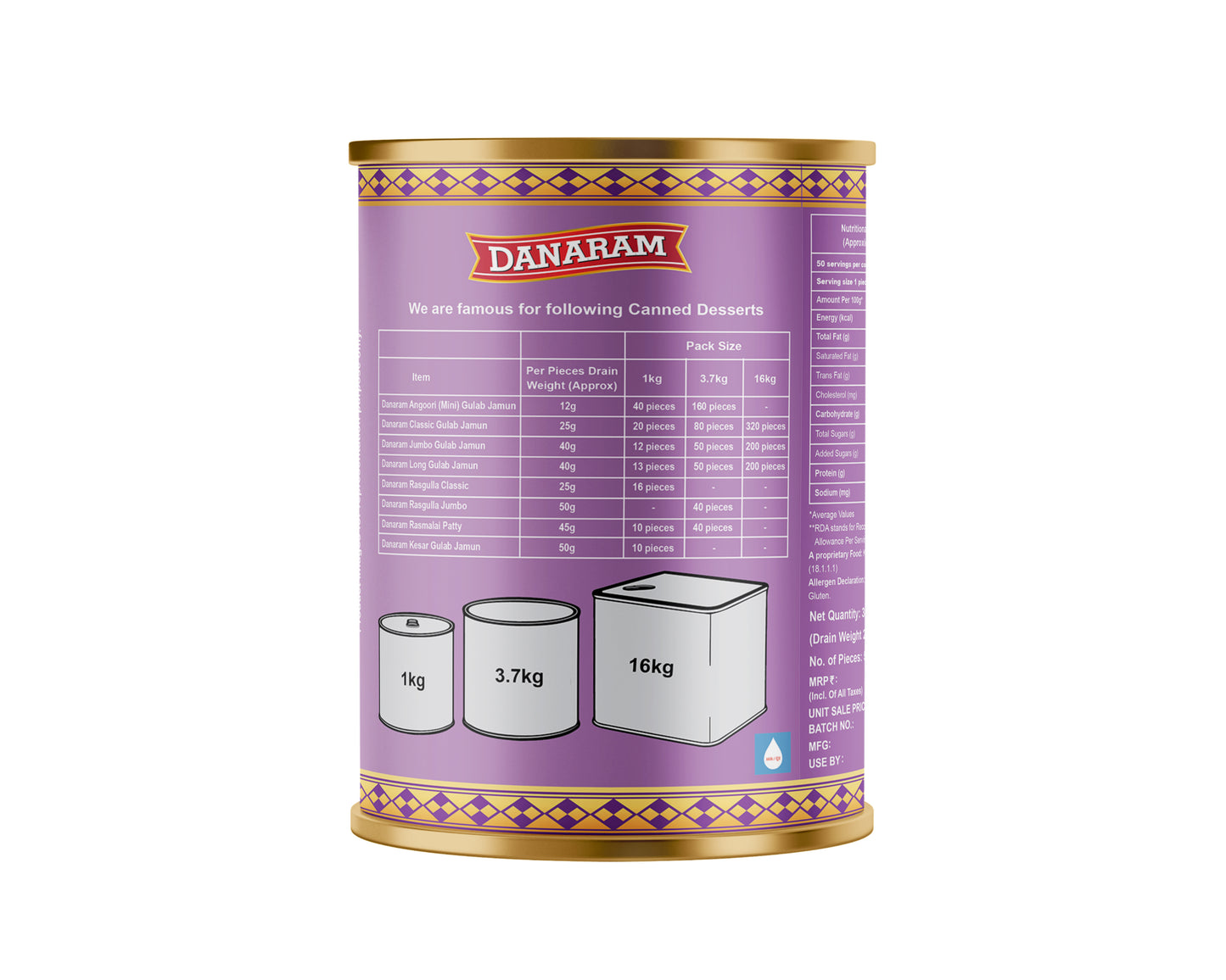 Jumbo Gulab Jamun 3.7 Kg Can