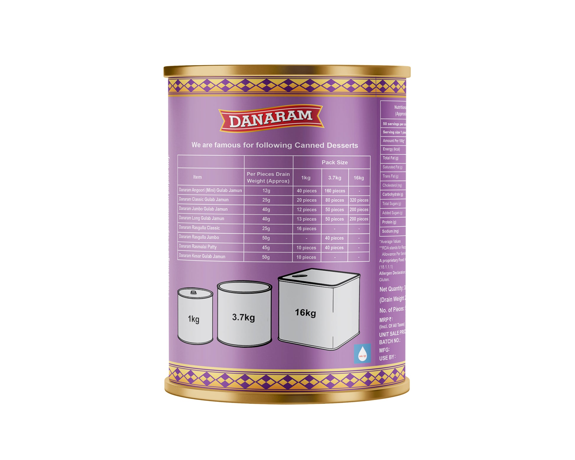 Jumbo Gulab Jamun 3.7 Kg Can